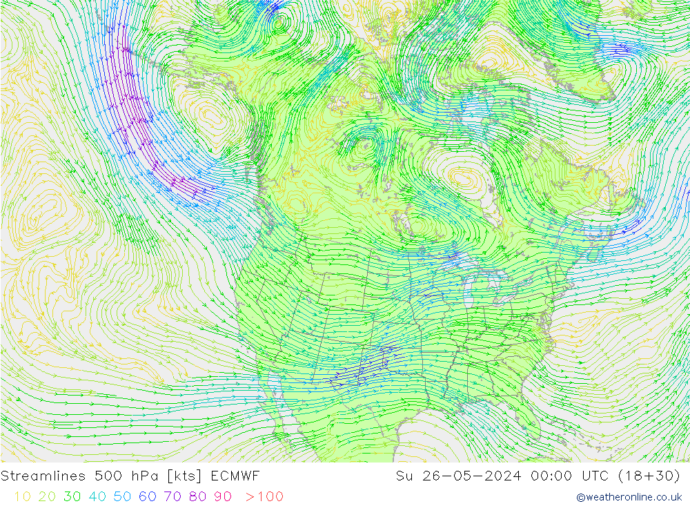 Streamlines 500 hPa ECMWF Ne 26.05.2024 00 UTC