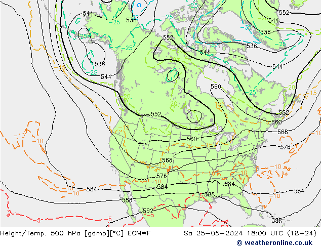 Z500/Yağmur (+YB)/Z850 ECMWF Cts 25.05.2024 18 UTC