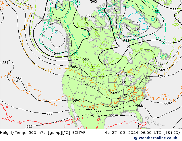 Z500/Rain (+SLP)/Z850 ECMWF Po 27.05.2024 06 UTC