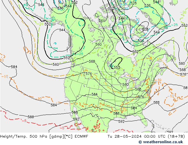 Z500/Rain (+SLP)/Z850 ECMWF Ter 28.05.2024 00 UTC