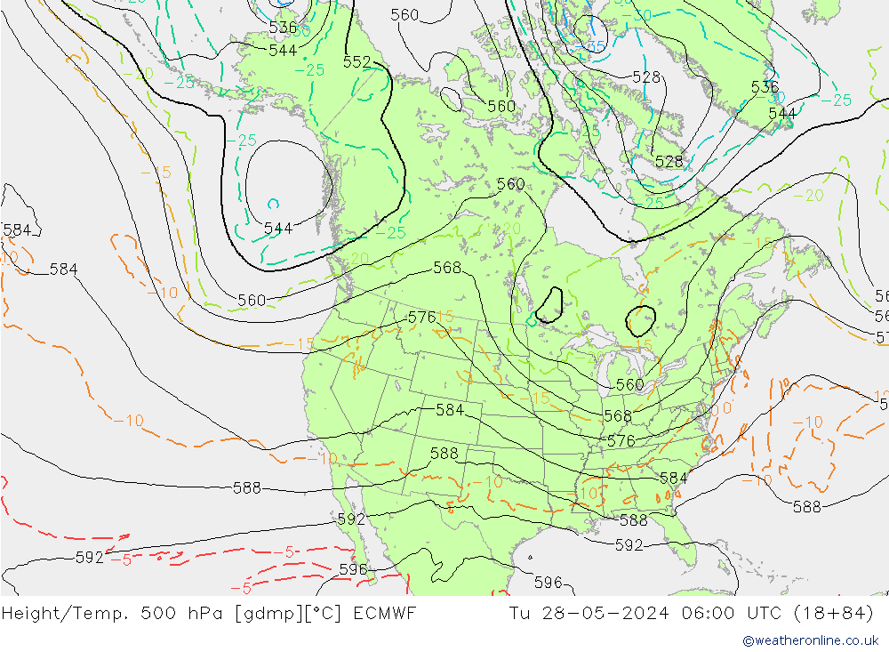 Yükseklik/Sıc. 500 hPa ECMWF Sa 28.05.2024 06 UTC