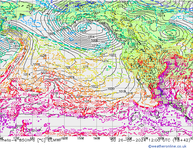 Theta-e 850hPa ECMWF Su 26.05.2024 12 UTC