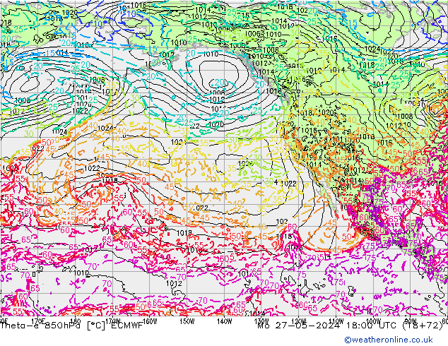 Theta-e 850hPa ECMWF Pzt 27.05.2024 18 UTC