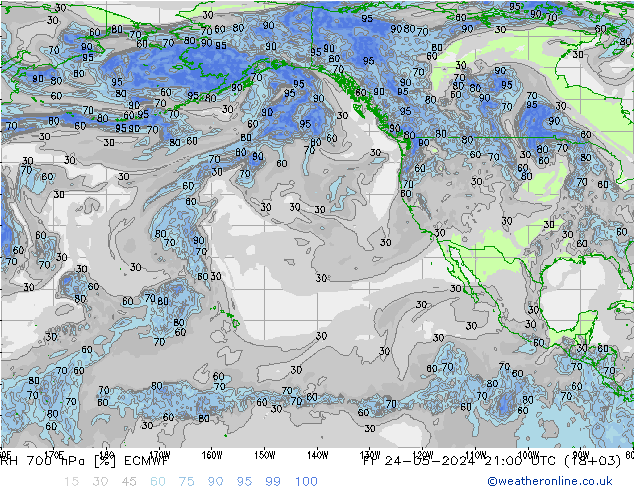 RH 700 hPa ECMWF pt. 24.05.2024 21 UTC