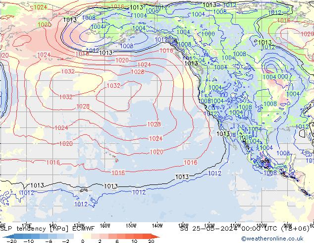 SLP tendency ECMWF Sa 25.05.2024 00 UTC