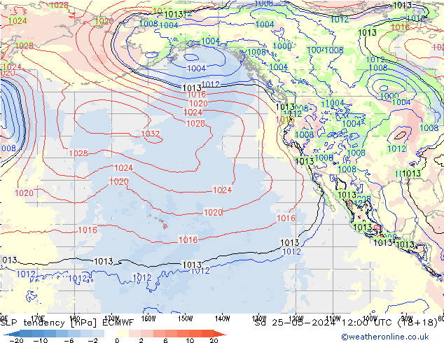 SLP tendency ECMWF Sáb 25.05.2024 12 UTC