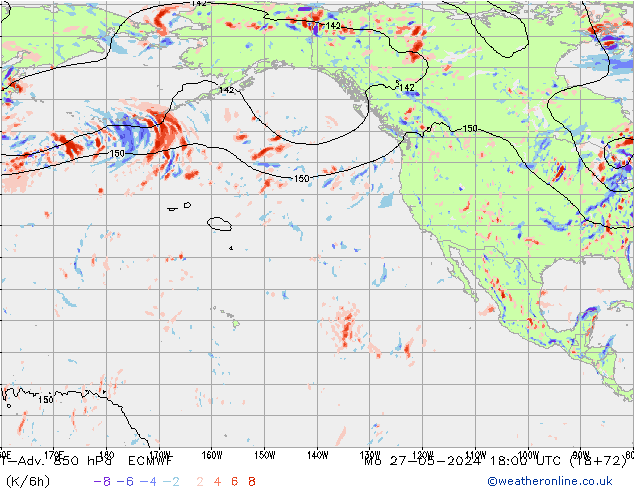 T-Adv. 850 hPa ECMWF Po 27.05.2024 18 UTC