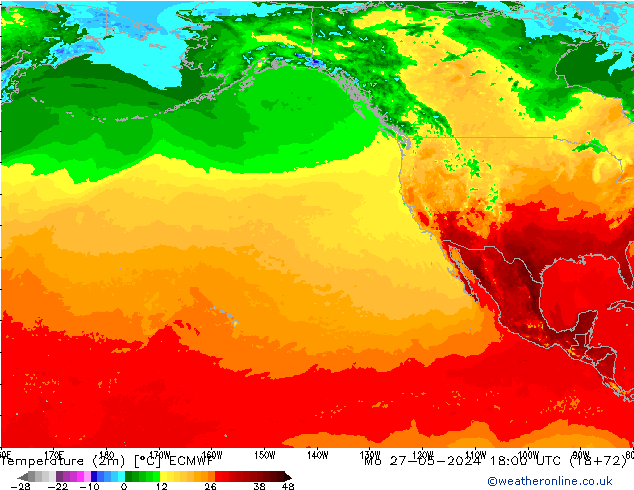 température (2m) ECMWF lun 27.05.2024 18 UTC