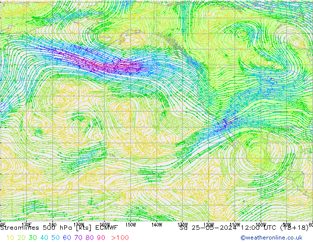 Linha de corrente 500 hPa ECMWF Sáb 25.05.2024 12 UTC