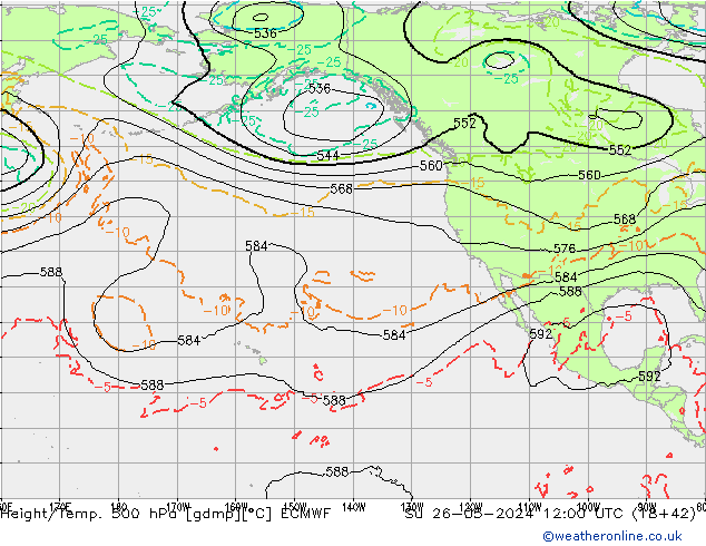 Geop./Temp. 500 hPa ECMWF dom 26.05.2024 12 UTC