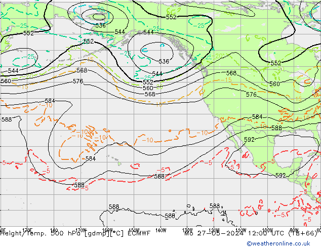 Z500/Rain (+SLP)/Z850 ECMWF lun 27.05.2024 12 UTC