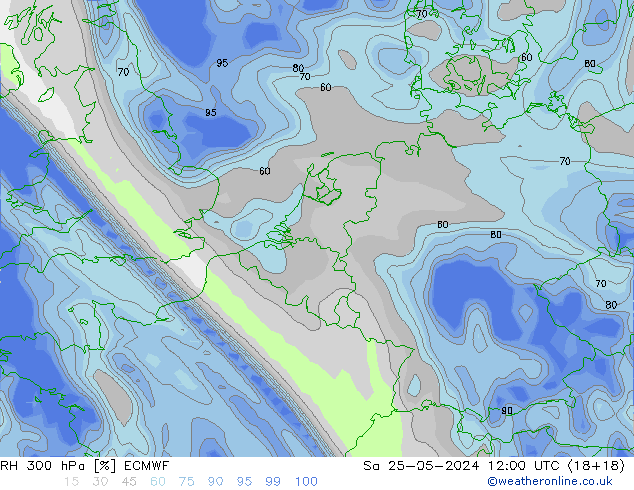 RH 300 hPa ECMWF Sa 25.05.2024 12 UTC