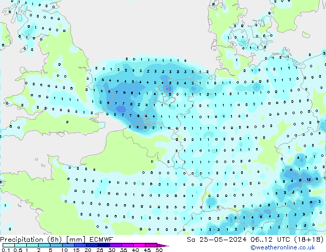 Z500/Rain (+SLP)/Z850 ECMWF Sa 25.05.2024 12 UTC