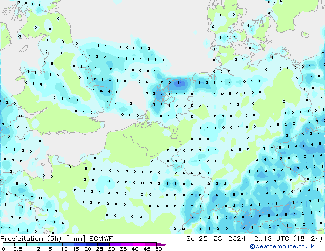 Z500/Rain (+SLP)/Z850 ECMWF Sa 25.05.2024 18 UTC