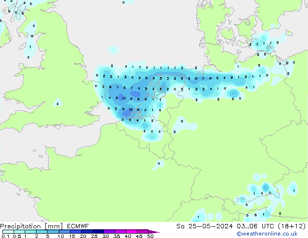 Niederschlag ECMWF Sa 25.05.2024 06 UTC