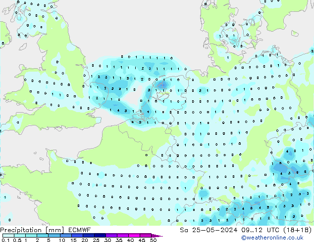 Precipitation ECMWF Sa 25.05.2024 12 UTC