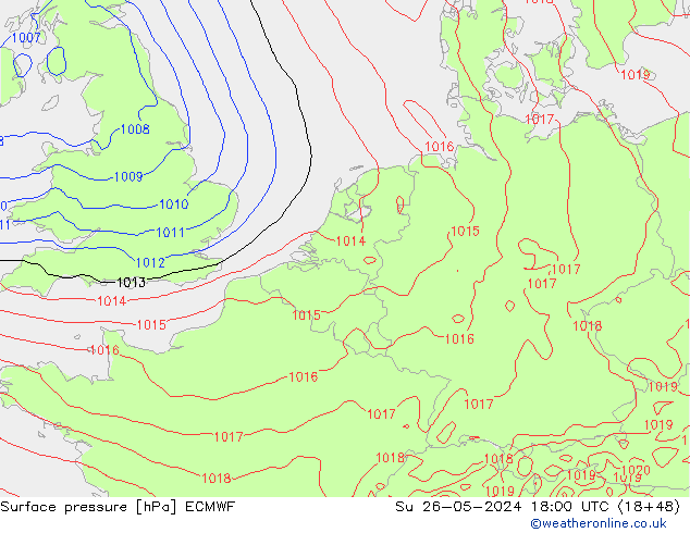 Yer basıncı ECMWF Paz 26.05.2024 18 UTC