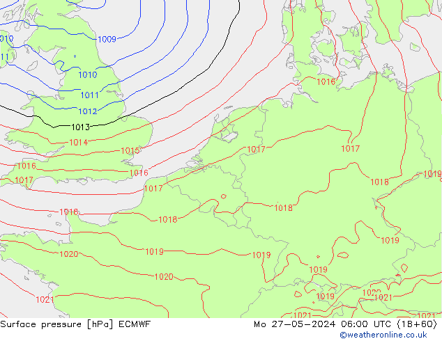 pressão do solo ECMWF Seg 27.05.2024 06 UTC