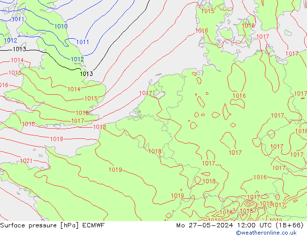 pressão do solo ECMWF Seg 27.05.2024 12 UTC