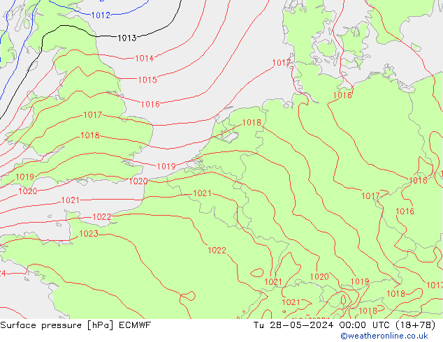 Surface pressure ECMWF Tu 28.05.2024 00 UTC