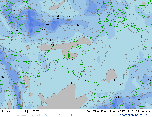 RH 925 hPa ECMWF Dom 26.05.2024 00 UTC