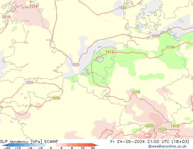 Druktendens (+/-) ECMWF vr 24.05.2024 21 UTC