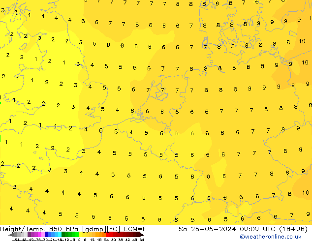 Z500/Rain (+SLP)/Z850 ECMWF sam 25.05.2024 00 UTC