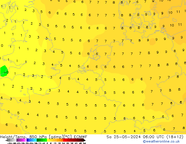 Z500/Rain (+SLP)/Z850 ECMWF  25.05.2024 06 UTC