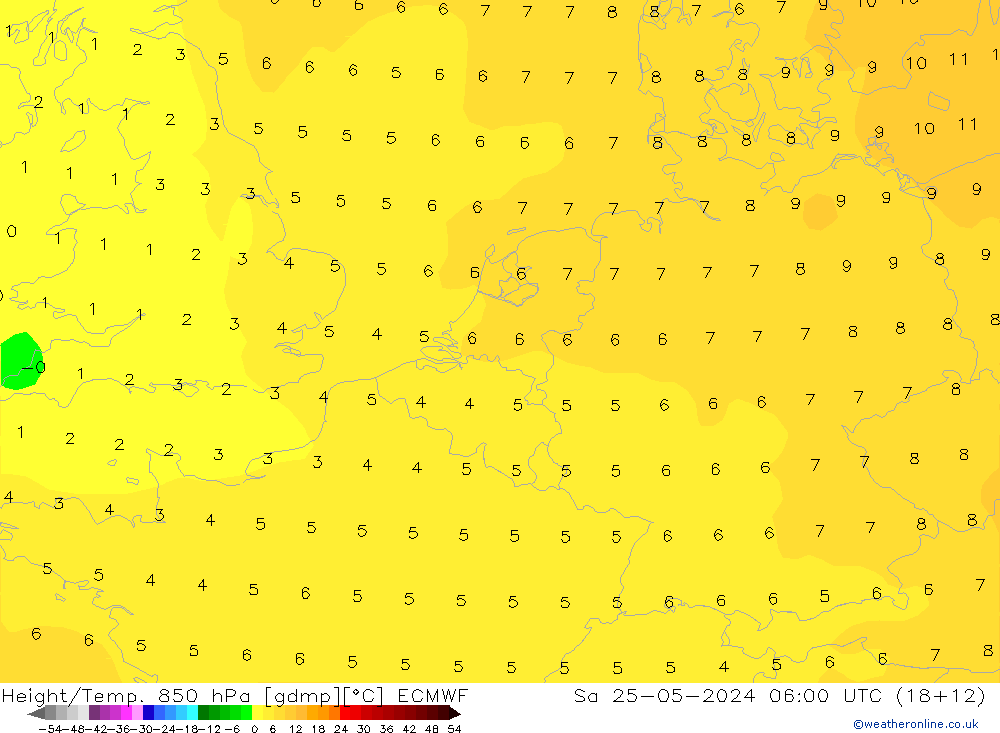 Z500/Rain (+SLP)/Z850 ECMWF sab 25.05.2024 06 UTC