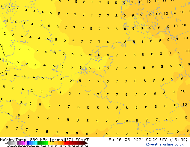 Z500/Rain (+SLP)/Z850 ECMWF Su 26.05.2024 00 UTC