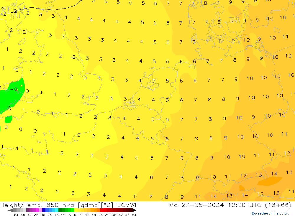 Z500/Rain (+SLP)/Z850 ECMWF lun 27.05.2024 12 UTC