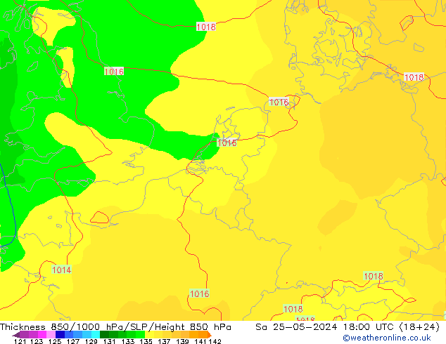 Thck 850-1000 hPa ECMWF  25.05.2024 18 UTC