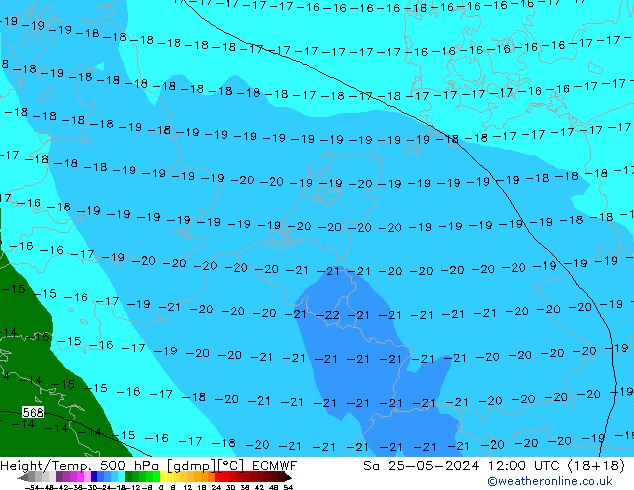 Z500/Rain (+SLP)/Z850 ECMWF Sa 25.05.2024 12 UTC