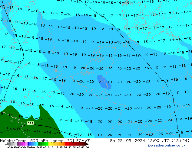 Z500/Rain (+SLP)/Z850 ECMWF sam 25.05.2024 18 UTC