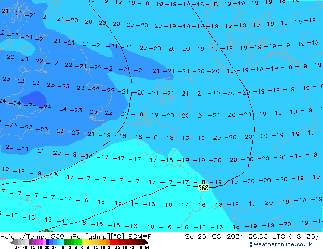 Z500/Rain (+SLP)/Z850 ECMWF Su 26.05.2024 06 UTC