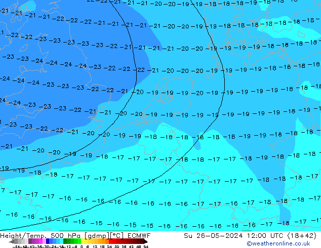 Height/Temp. 500 hPa ECMWF Su 26.05.2024 12 UTC