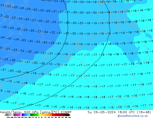 Z500/Rain (+SLP)/Z850 ECMWF dom 26.05.2024 18 UTC