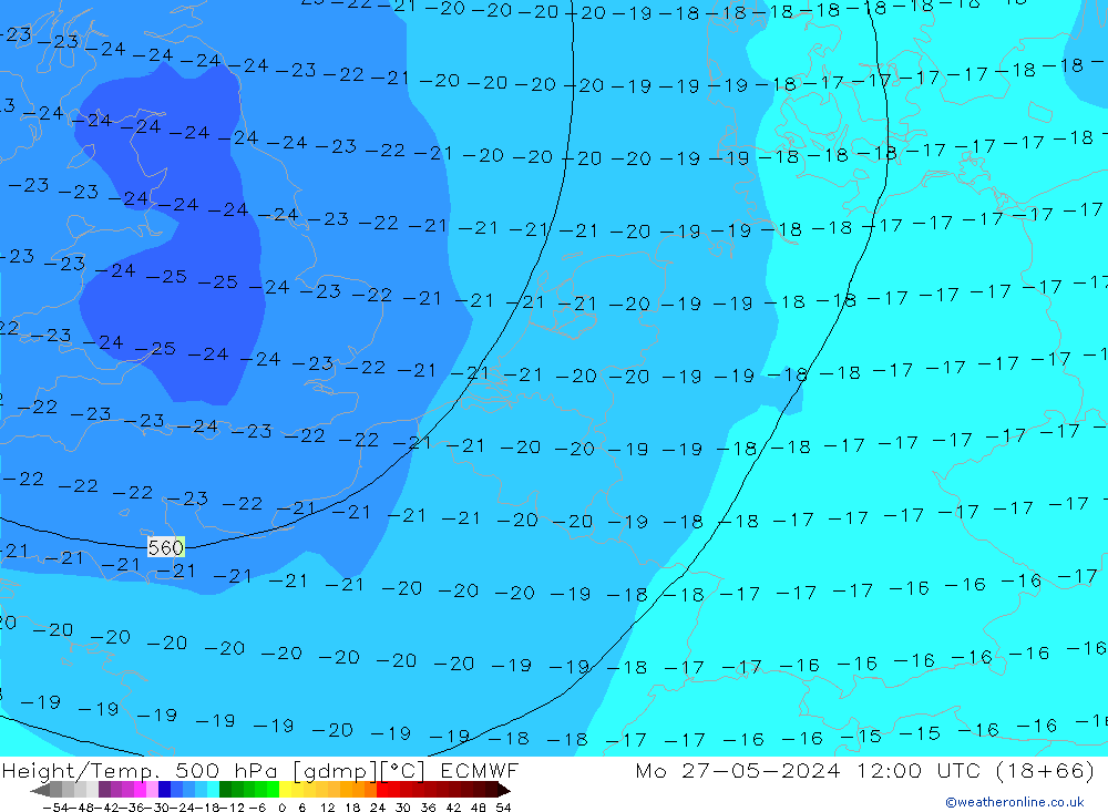 Z500/Rain (+SLP)/Z850 ECMWF lun 27.05.2024 12 UTC