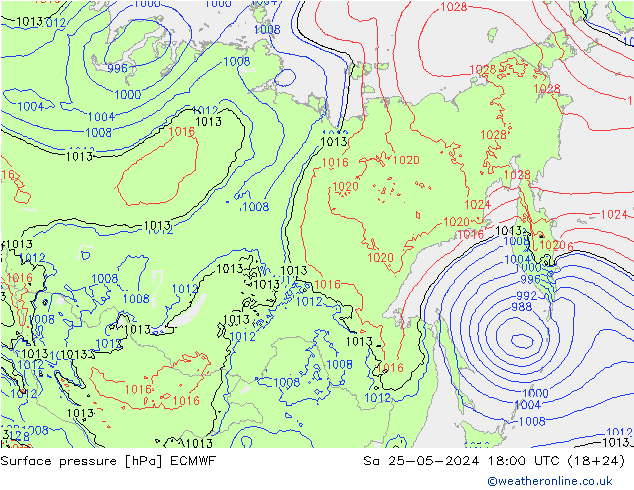 Luchtdruk (Grond) ECMWF za 25.05.2024 18 UTC