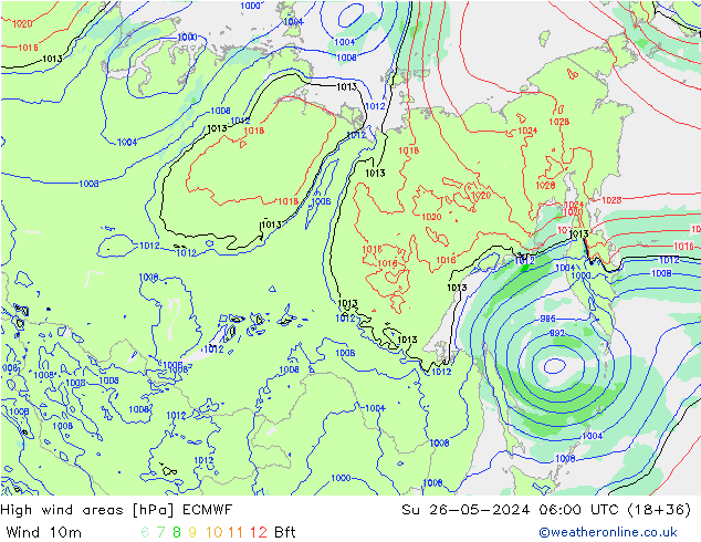 High wind areas ECMWF dom 26.05.2024 06 UTC