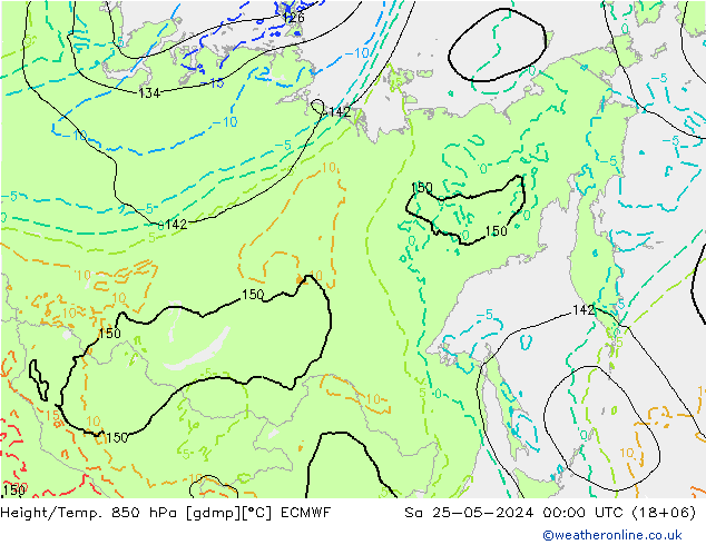 Height/Temp. 850 гПа ECMWF сб 25.05.2024 00 UTC