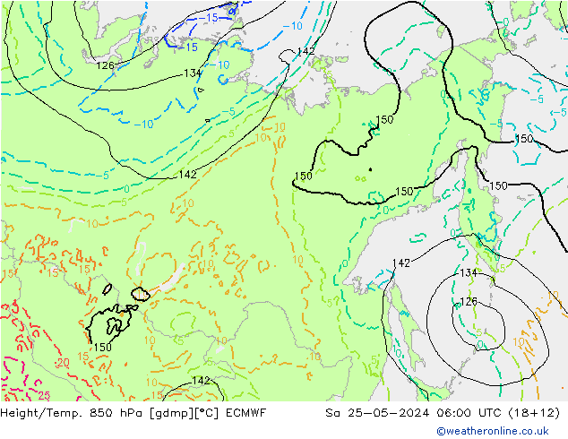 Z500/Rain (+SLP)/Z850 ECMWF Sa 25.05.2024 06 UTC