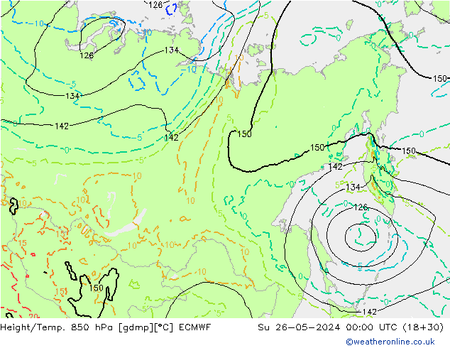 Z500/Rain (+SLP)/Z850 ECMWF Вс 26.05.2024 00 UTC