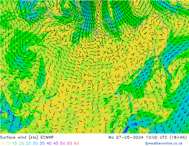 Viento 10 m ECMWF lun 27.05.2024 12 UTC