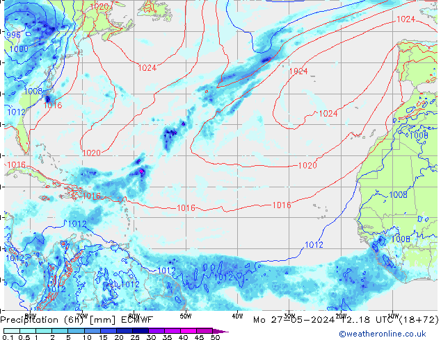 осадки (6h) ECMWF пн 27.05.2024 18 UTC