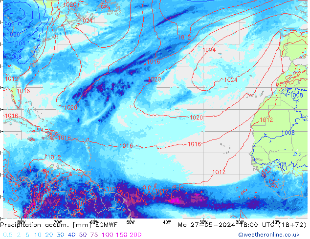 Precipitation accum. ECMWF Po 27.05.2024 18 UTC