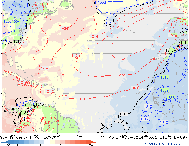 SLP tendency ECMWF Mo 27.05.2024 15 UTC