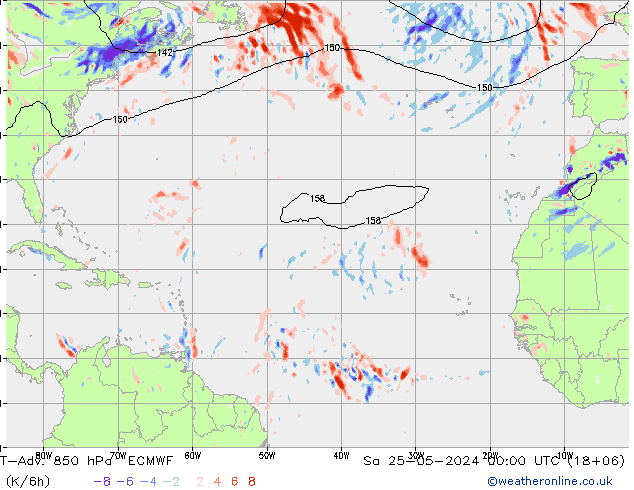 T-Adv. 850 hPa ECMWF Sa 25.05.2024 00 UTC