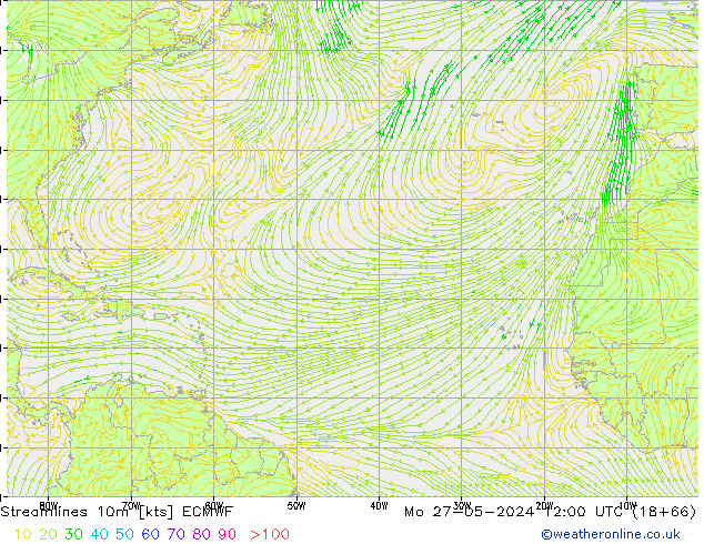 ветер 10m ECMWF пн 27.05.2024 12 UTC