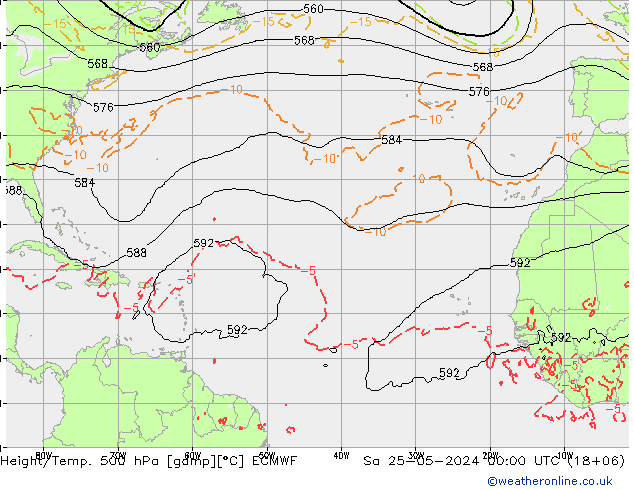 Z500/Yağmur (+YB)/Z850 ECMWF Cts 25.05.2024 00 UTC